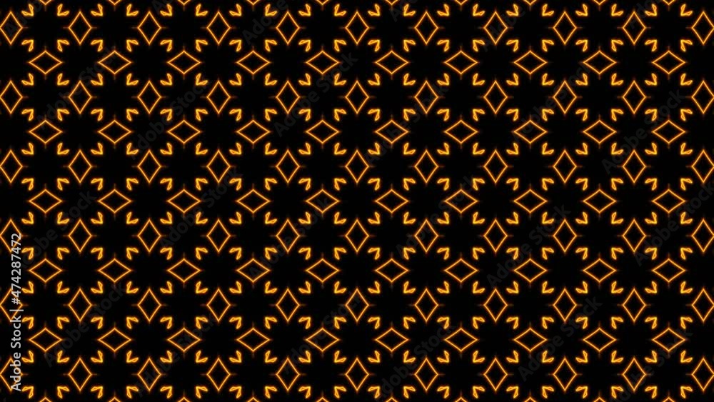 Poster abstract orange geometric seamless pattern background. abstract stripes kaleidoscope loop. fast psyc