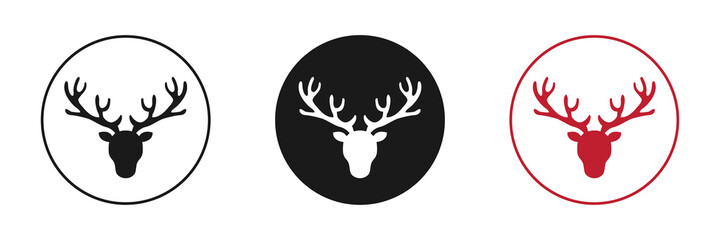 Deer icon with antlers. Set of icons.