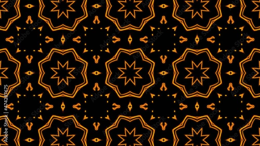 Poster abstract orange geometric seamless pattern background. abstract stripes kaleidoscope loop. fast psyc