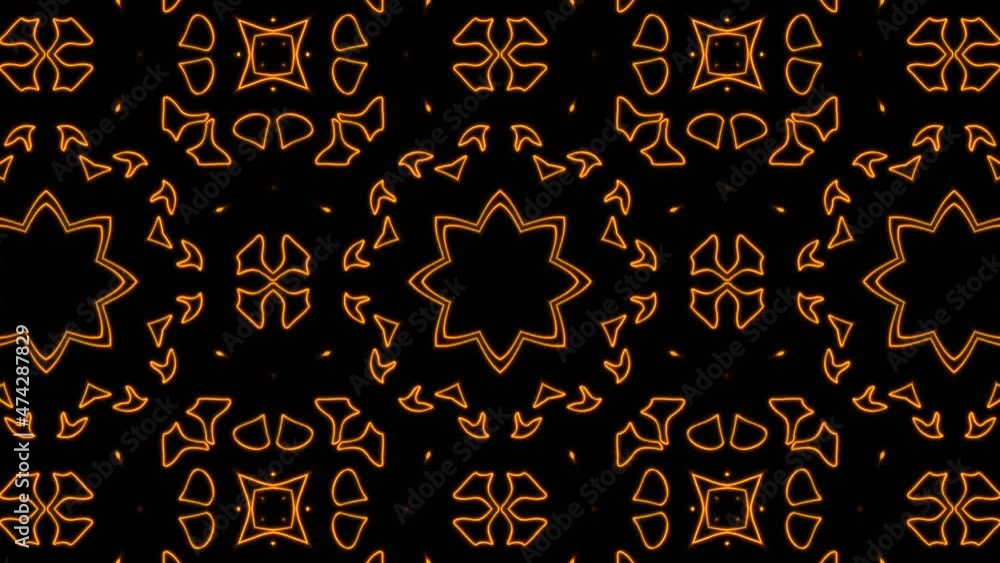 Poster abstract orange geometric seamless pattern background. abstract stripes kaleidoscope loop. fast psyc