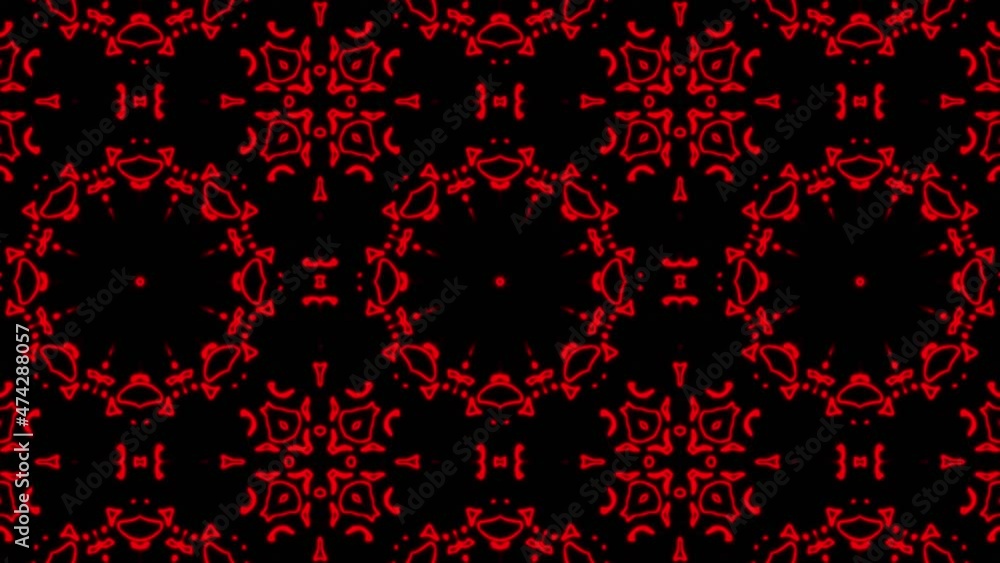 Poster abstract red geometric seamless pattern background. abstract stripes kaleidoscope loop. fast psyched