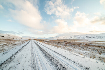 Winter landscape in Highlands, Iceland