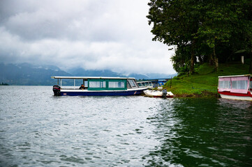 Ferry boat docked at Lake Arenal in Costa Rica