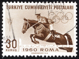 Republic of Turkey postage stamp. Republic of Turkey historical stamp. A postage stamp printed in Republic of Turkey.