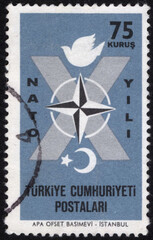 Republic of Turkey postage stamp. Republic of Turkey historical stamp. A postage stamp printed in Republic of Turkey.