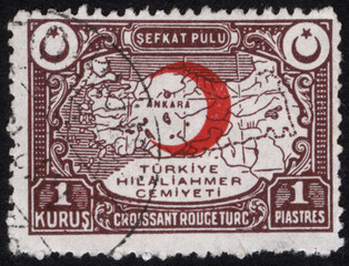 Republic of Turkey postage stamp. Republic of Turkey historical stamp. A postage stamp printed in Republic of Turkey.