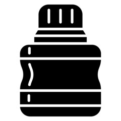 Wide sealed thermos for storing the temperature of food and drinks. A roomy large thermos for eating outside. Vector icon, glyph, isolated