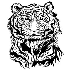 Tiger stylized silhouette of symbol of the New Year 2021.