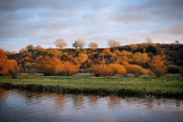 Winter sunset over the River Wey in Godalming, Surrey, UK
