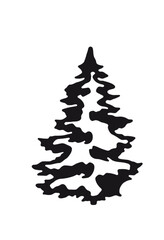 Abstract stylish illustration of vector christmas tree covered with snow. Silhouette of a tree. Rough lines effect. Overlay effect.