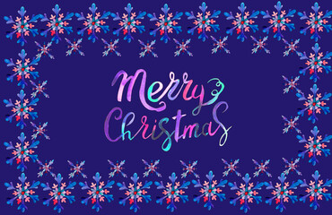  Christmas card in a rectangle on a dark background. Perfect for invitations, greeting cards, blogs, posters. Watercolor painting with hand lettering. From the Christmas and New Year collection. 