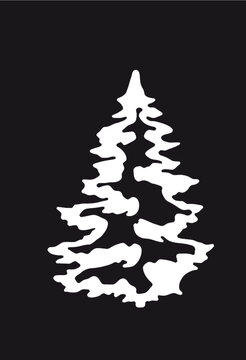 christmas tree made from snowflakes. Abstract stylish illustration of vector christmas tree covered with snow. Silhouette of a tree. Overlay effect.