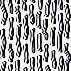 Brushstrokes motif geometric print. Paint brush smears seamless pattern. Freehand grunge design background. Trendy handdrawn modern simple geo ornament