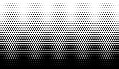 Halftone seamless pattern. Dot background. Gradient faded dots. Half tone texture. Gradation patern. Black color circle isolated on white backdrop for overlay effect. Geometric bg. Vector illustration - obrazy, fototapety, plakaty