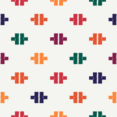 Obraz premium Paint brush strokes seamless pattern. Freehand design background. Crosses motif modern minimal ornament. Trendy handdrawn doodle geometric print