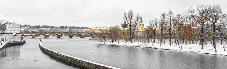 Wintertime at Vltava River in Prague