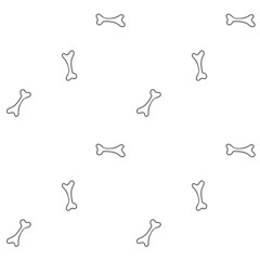 Hand drawn seamless pattern of bones, dogs vet background. Line art vector illustration in black, white colors
