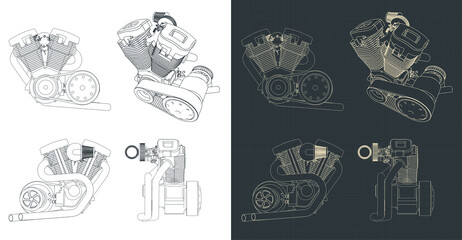 V-Twin motorcycle engine blueprints
