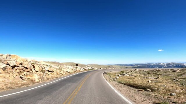Beartooth Pass Rocky Mountains Wyoming Highway 212 Beartooth Highway Driving POV
