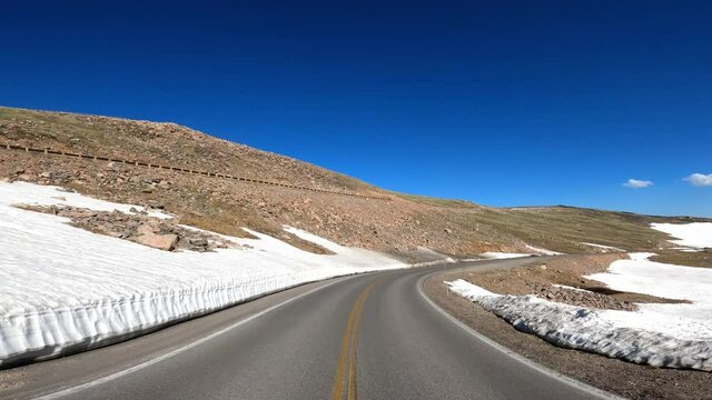 Beartooth Pass Rocky Mountains Wyoming Highway 212 Beartooth Highway Driving POV