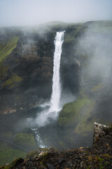 Haifoss waterfall in Iceland - one of the highest waterfall in Iceland, popular tourist destination