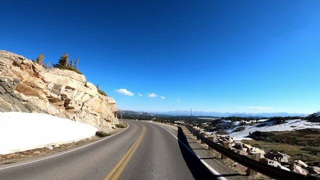 Beartooth Pass Rocky Mountains Wyoming Highway 212 Beartooth Highway Driving POV