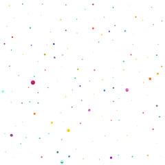 Watercolor confetti on white background. Admirable rainbow colored dots. Happy celebration square colorful bright card. Amazing hand painted confetti.