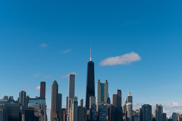Fototapeta na wymiar Chicago buildings at dusk. Chicago city