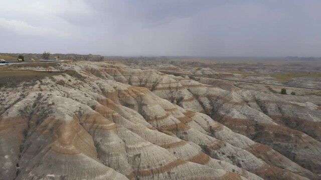 Aerial view of the badlands in South Dakota