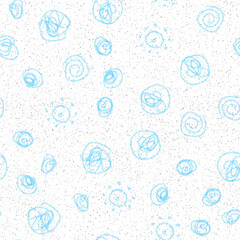 Hand Drawn Snowflakes Christmas Seamless Pattern. Subtle Flying Snow Flakes on chalk snowflakes Background. Alluring chalk handdrawn snow overlay. Astonishing holiday season decoration.