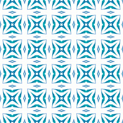 Watercolor summer ethnic border pattern. Blue