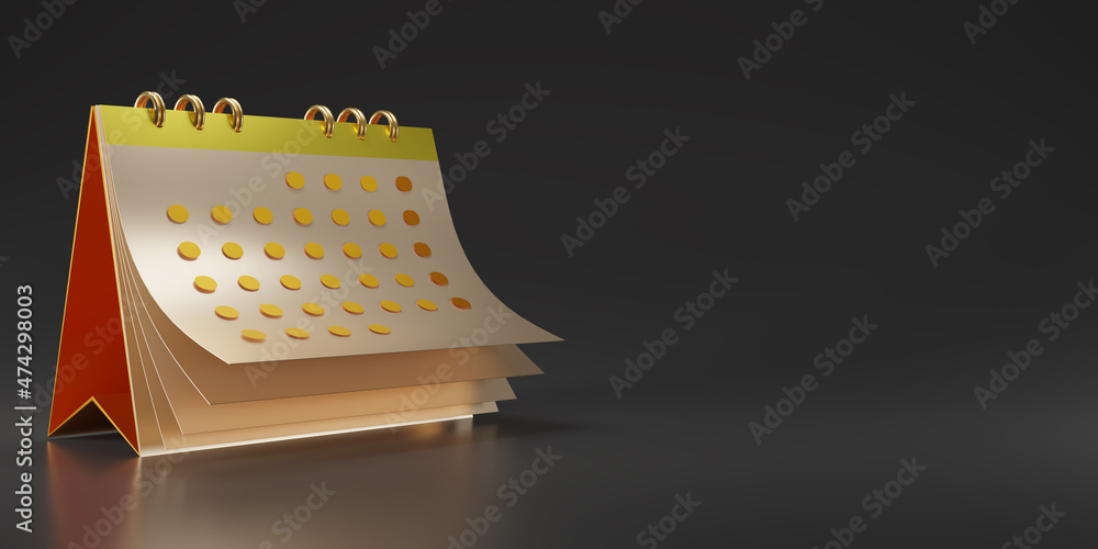 Poster 3d render minimal gold note icons with copy space for text isolate on dark or black background . bla
