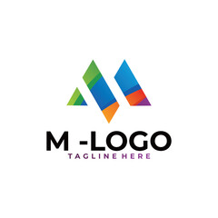 colorful m logo icon - obrazy, fototapety, plakaty