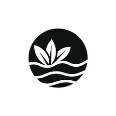 Waves of Seawater and Natural Leaves Logo design inspiration