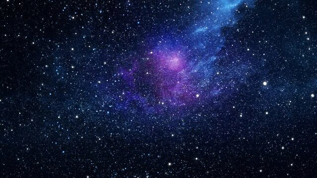 animation of flying through glowing nebulae.