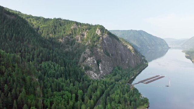 Yenisei river, aerial view, Khakassia, Russia