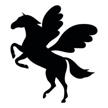 Vector pegasus silhouette isolated on white background