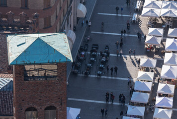Characteristic stalls in the center of Cremona.