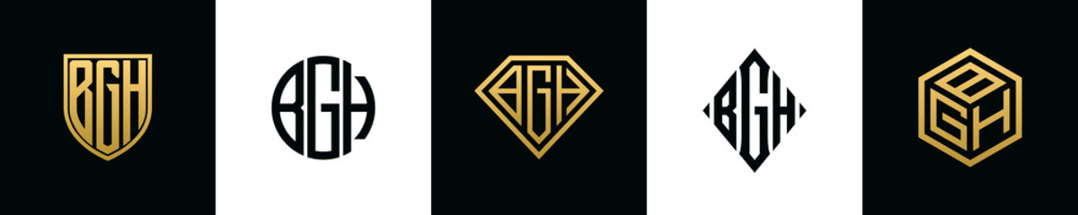 Initial letters BGH logo designs Bundle