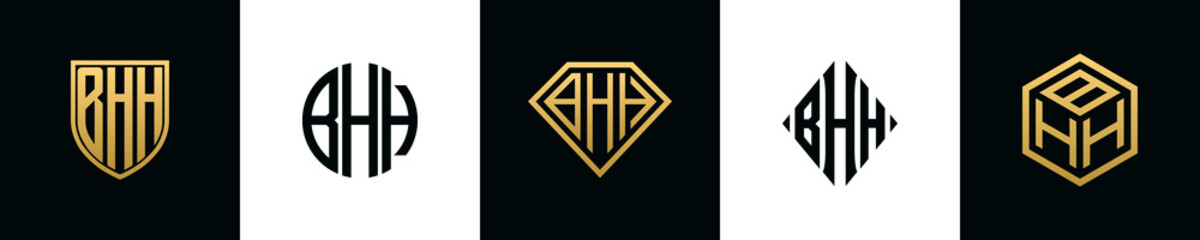 Initial letters BHH logo designs Bundle