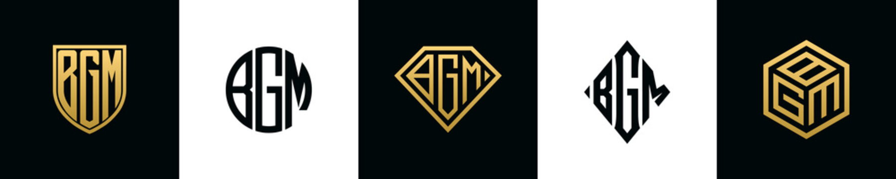 Initial letters BGM logo designs Bundle