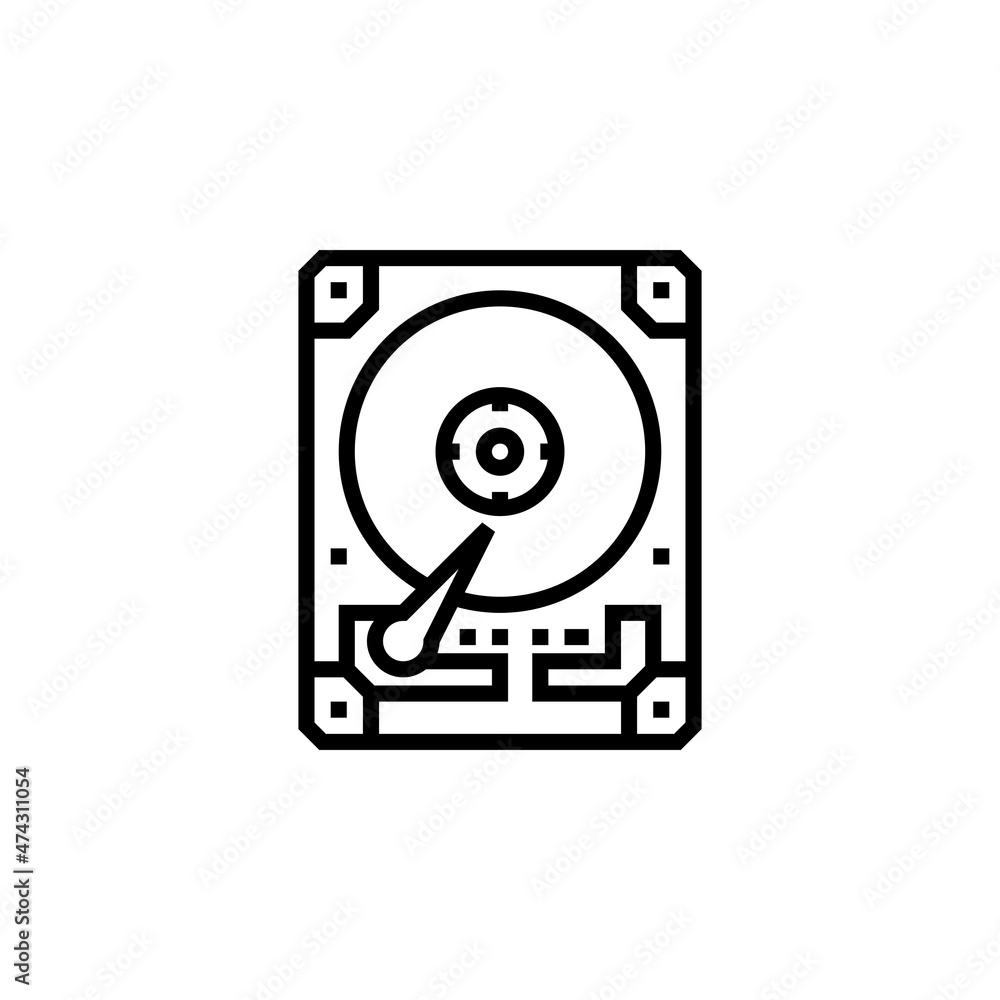 Poster hard disk vector icon. computer component icon outline style. perfect use for logo, presentation, we