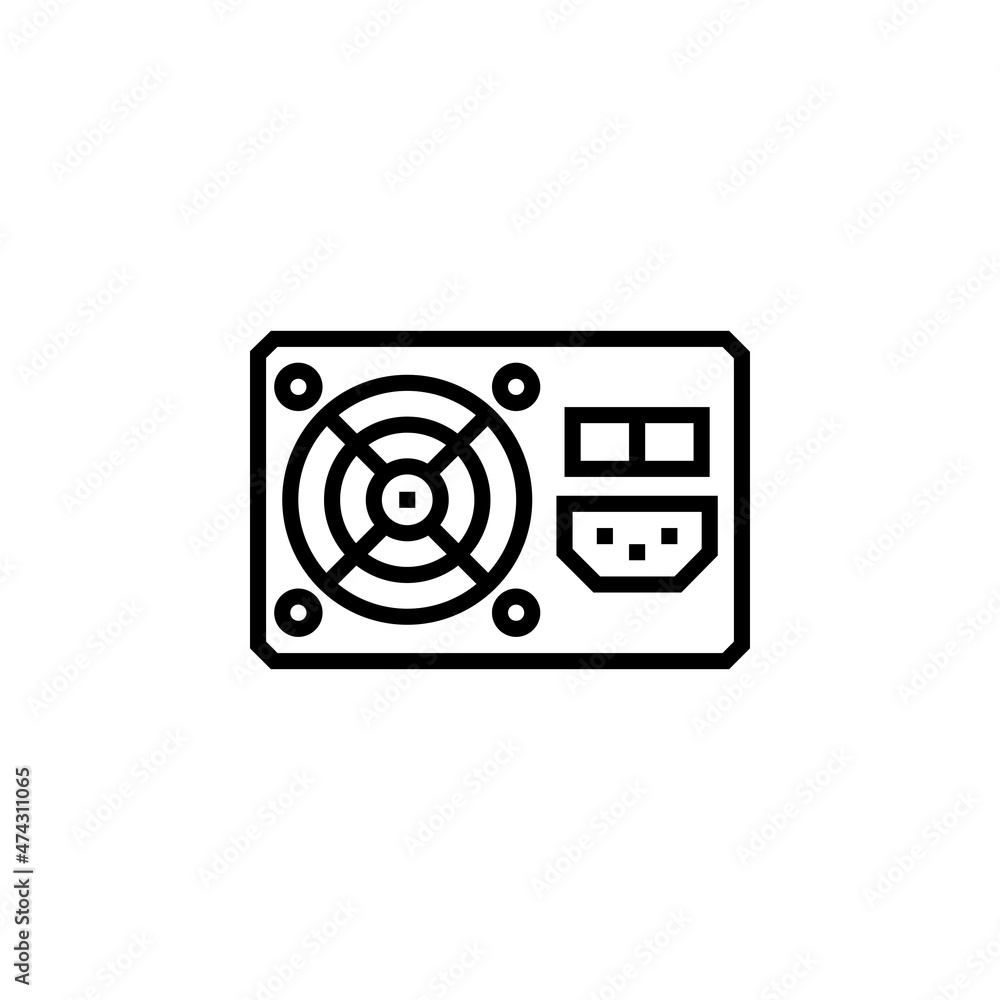 Poster power supply vector icon. computer component icon outline style. perfect use for logo, presentation,