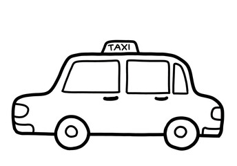 Taxi Cab Vehicle Black and White