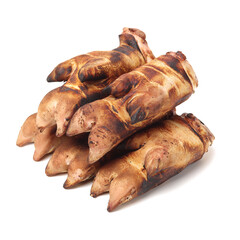 fresh pig trotter on white background