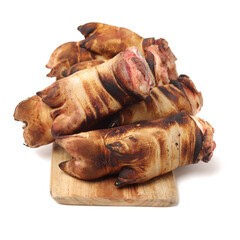 fresh pig trotter on white background