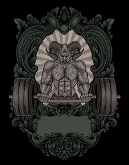 illustration demon bodybuilder gym fitness