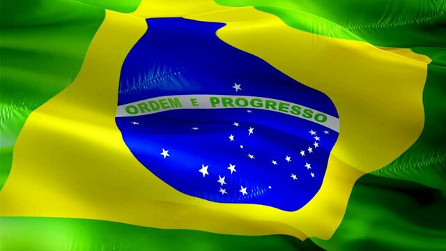 Brazil flag video. National 3d Brazilian Flag Slow Motion video. Brazil tourism Flag Blowing Close Up. Brazilian Flags Motion Loop HD resolution Background Closeup 1080p Full HD video flags waving in 