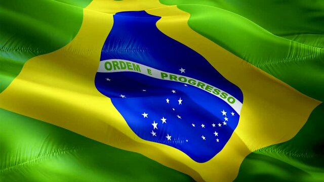 Brazilian flag. 3d Brazil sign waving video. Flag of Brazil holiday seamless loop animation. Brazilian flag silk HD resolution Background. Brazil flag Closeup 1080p HD video for Independence Day,Victo