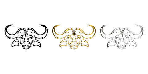 Line art vector of African buffalo head. Suitable for use as decoration or logo.